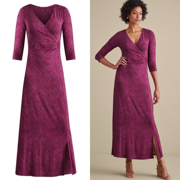 Soft Surroundings Hyannis Maxi Dress in Tapestry Multi Purple Color - S - Picture 7 of 7